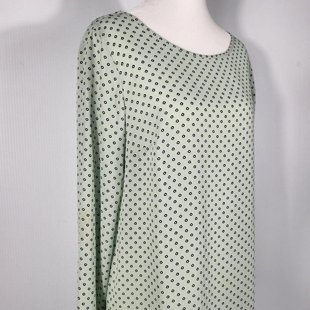 Ann Taylor Factory Womens Mint Green Floral Roll Tab Long Sleeve Blouse Small